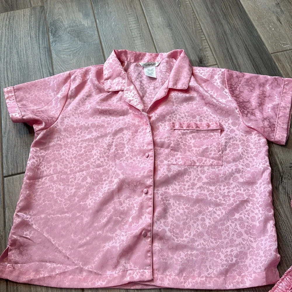 Secret Treasures Floral Satin Pajama‎ Short Set 2 piece Pink Large